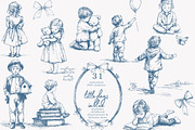 vintage children clipart collection, a Decorative Illustration by Patishop Art (Thumbnail 1 of 8)