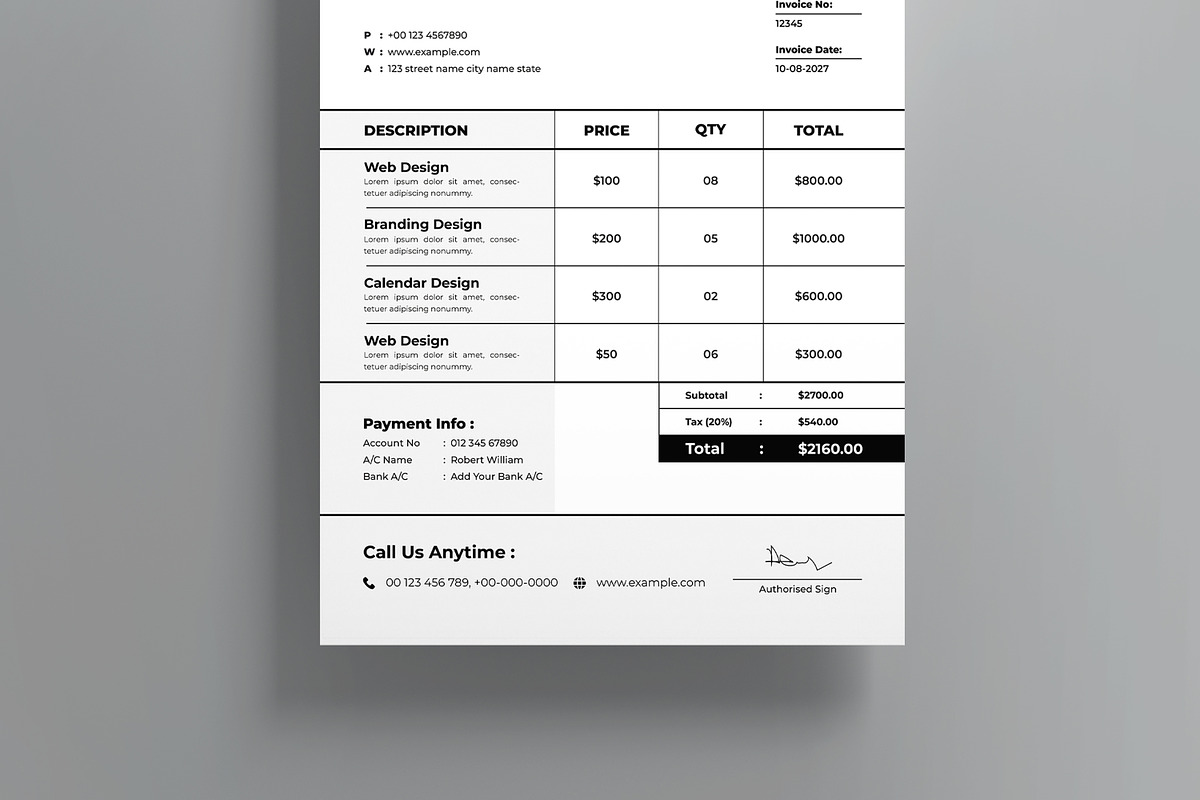 Invoice Template, a Stationery Template by MightyDesign (Photo 5 of 8)