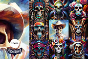 Skulls Bundle - Oil Paintings, an Illustration by pixaroma (Thumbnail 3 of 15)