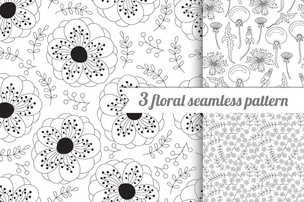 3 lovely flower seamless pattern, a Pattern Graphic by Ivga