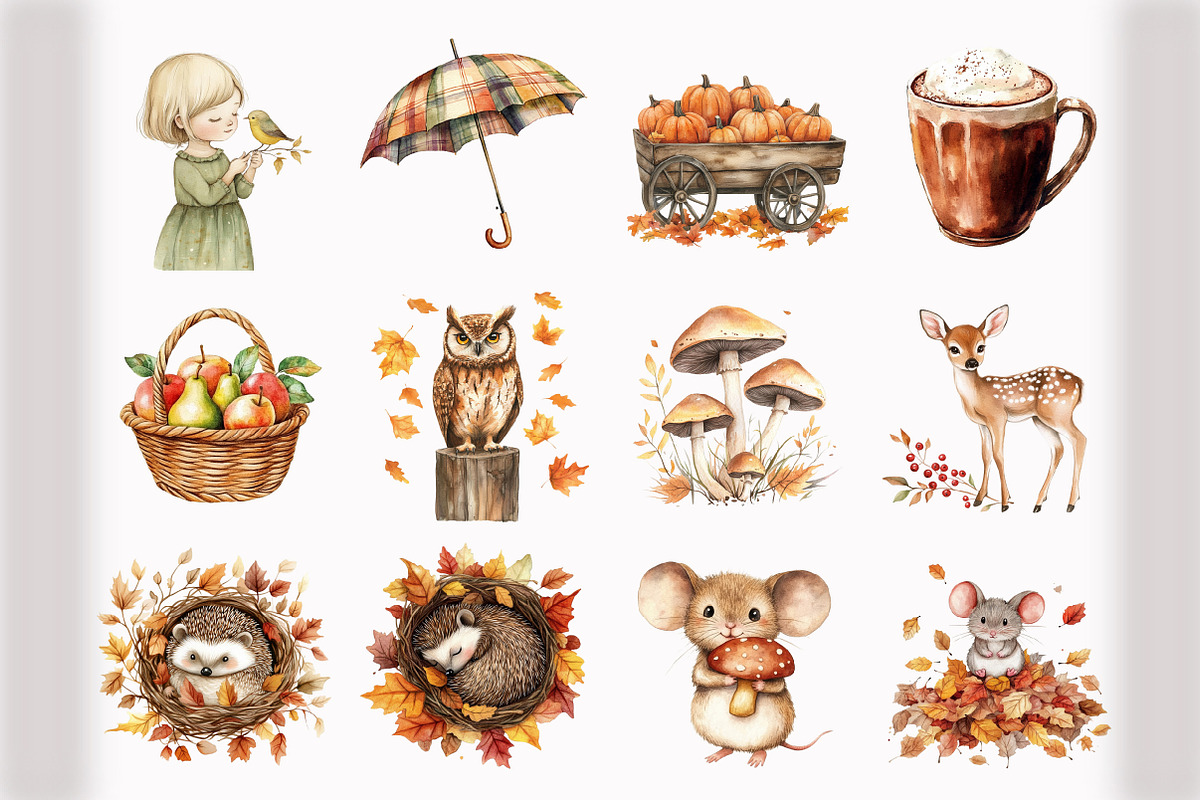 Cottagecore Fall Clipart, an Illustration by Design Market (Photo 2 of 5)