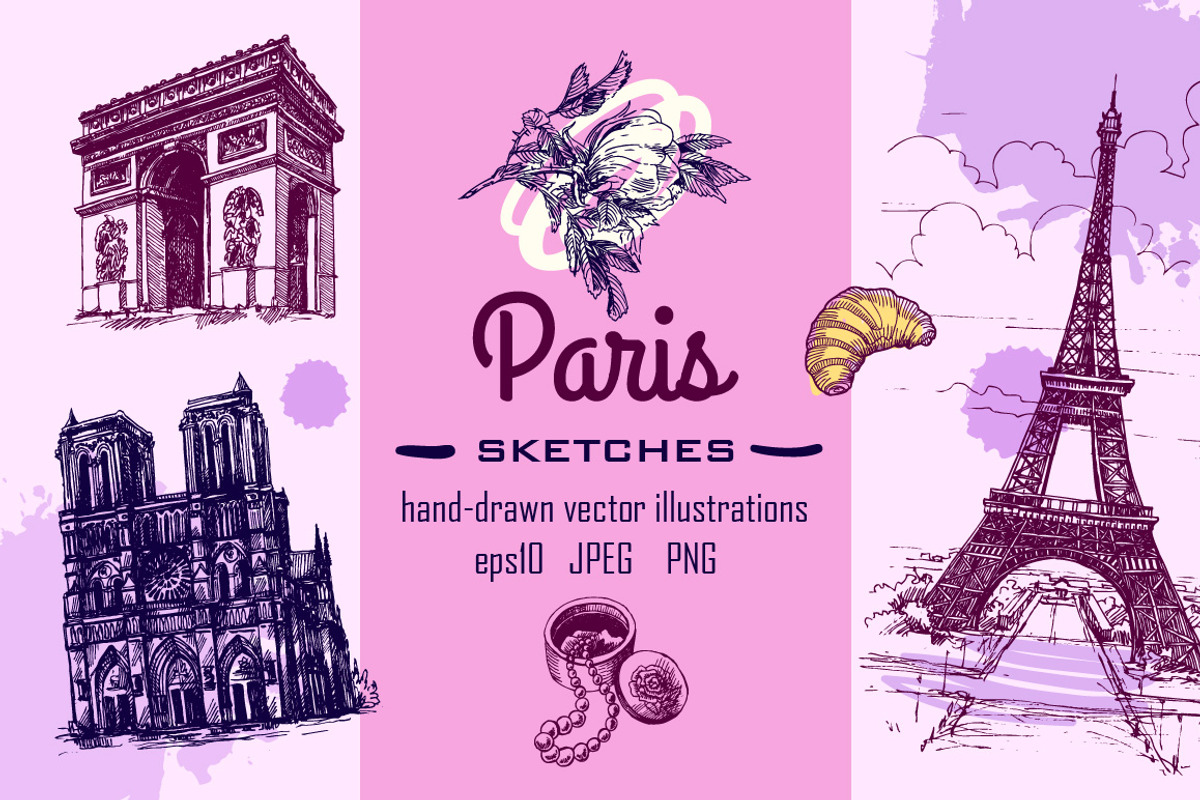 Set of Paris sketches, a Decorative Illustration by Steshnikova (Photo 1 of 4)