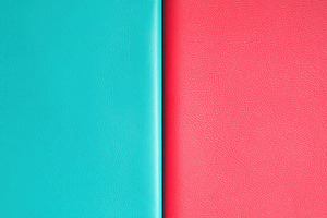 Turquoise and pink textured surfaces side by side symbolizing contrast, an Abstract Photo by Igor Tichonow