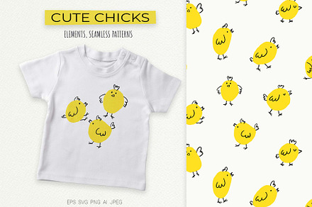 Cute Chicks – Clipart & Pattern