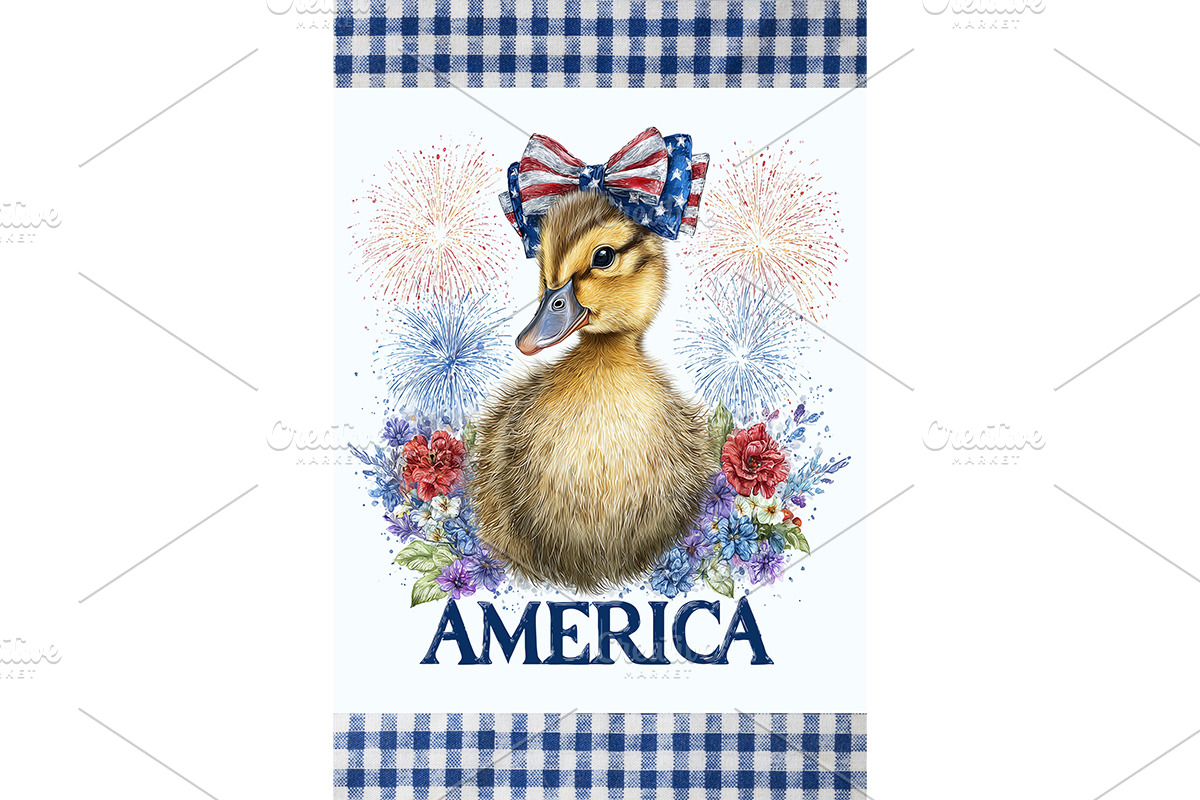 Patriotic Duck Art for Prints Decor, an Animal Illustration by Art Paradise Studios