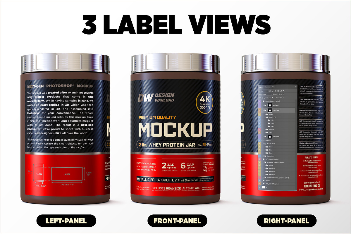 2lb Whey Protein Jar Mockup B1-Pro, a Packaging Mockup by Design Warlord (Photo 6 of 16)