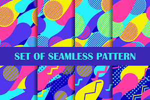 Memphis seamless pattern set