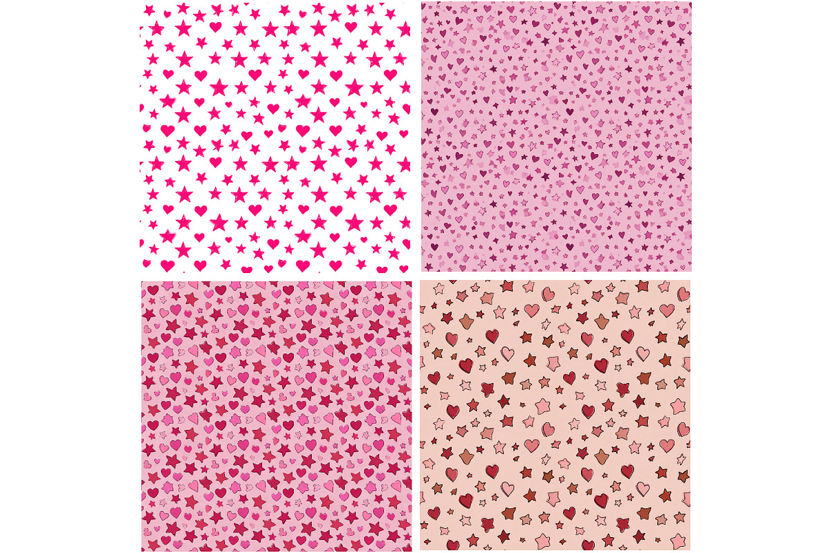 Star Heart Pink Seamless Pattern, an Illustration by Designking (Photo 3 of 4)