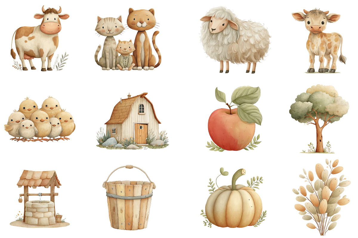 Family Farm animals baby collection, an Illustration by DreamCafeArt (Photo 4 of 8)