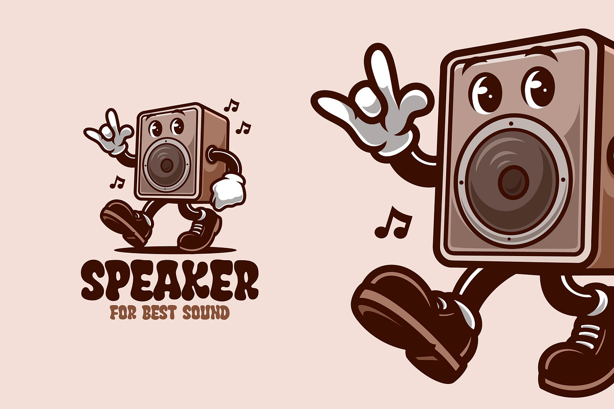 Speaker Retro Vintage Mascot Charact, a Branding & Logo Template by Gumrega Studio