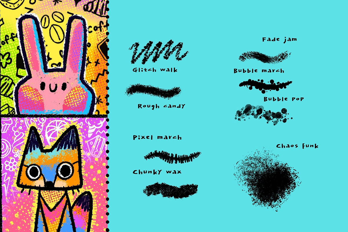 Funky Pop Grunge Procreate Brushes, a Brush Add-On by ProcreateiBox (Photo 5 of 8)