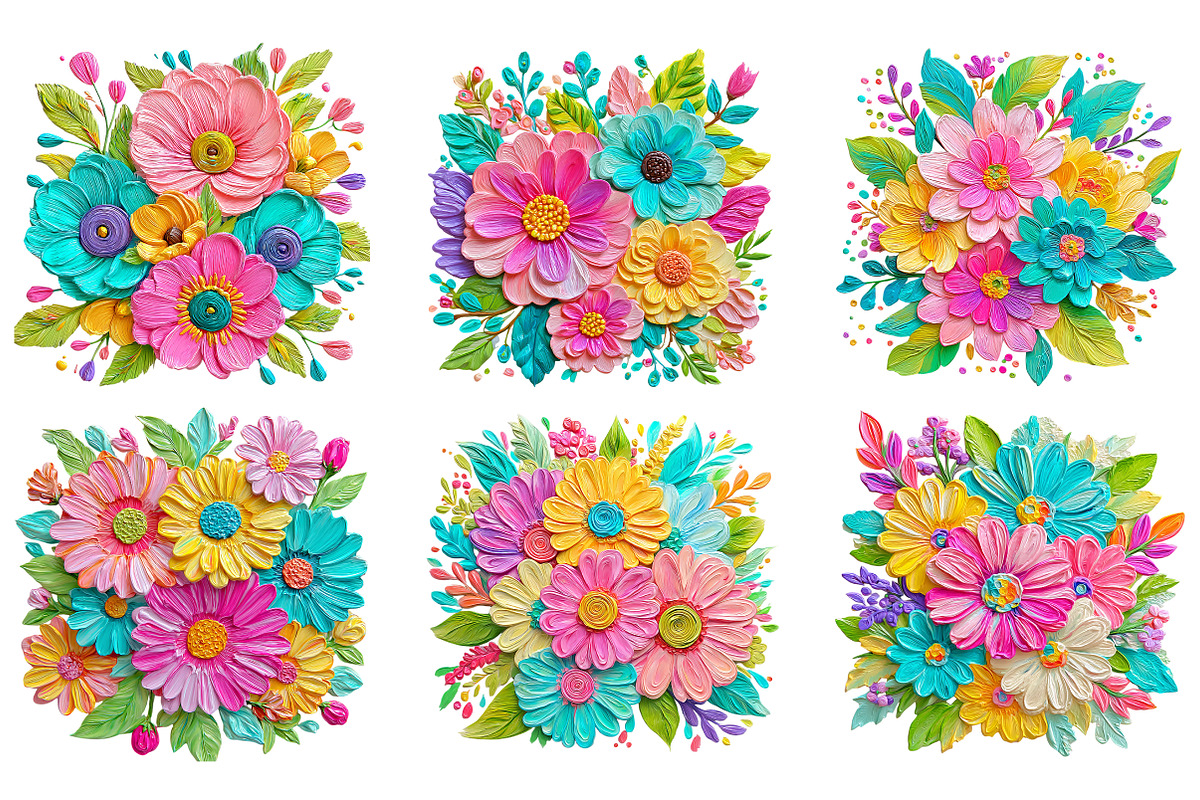 Watercolor Brushstroke Flowers PNG, an Illustration by SinaCreation (Photo 3 of 6)