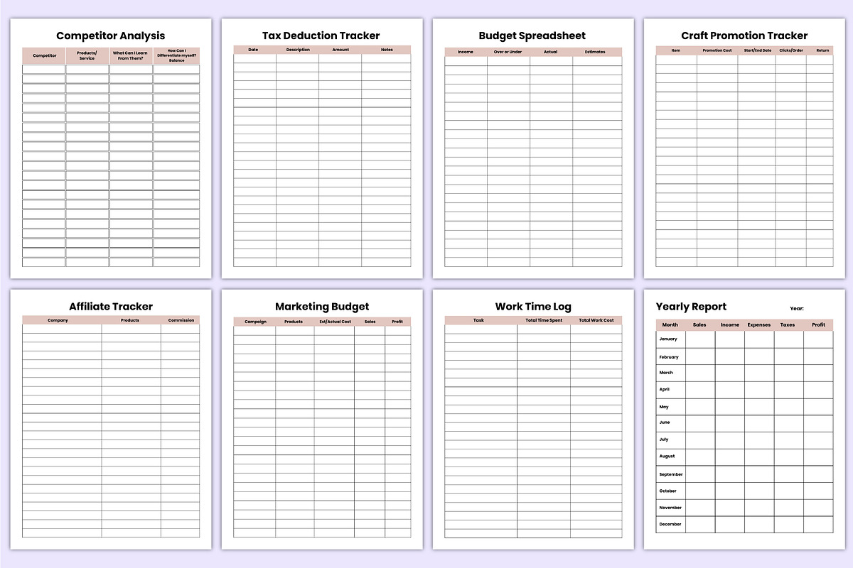 Craft Business Planner Bundle Canva, a Stationery Template by Mustafiz (Photo 4 of 8)