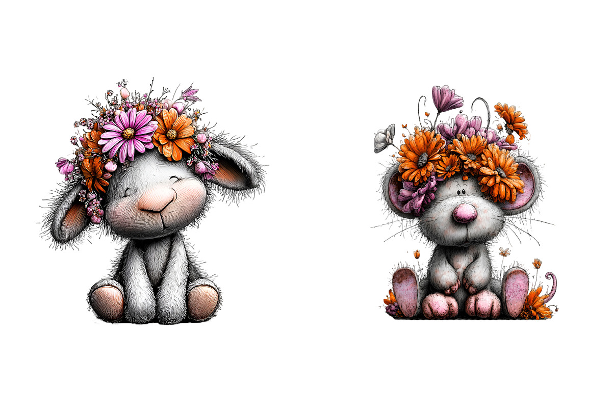 Whimsical Easter Animals Clipart, an Illustration by SinaCreation (Photo 5 of 11)