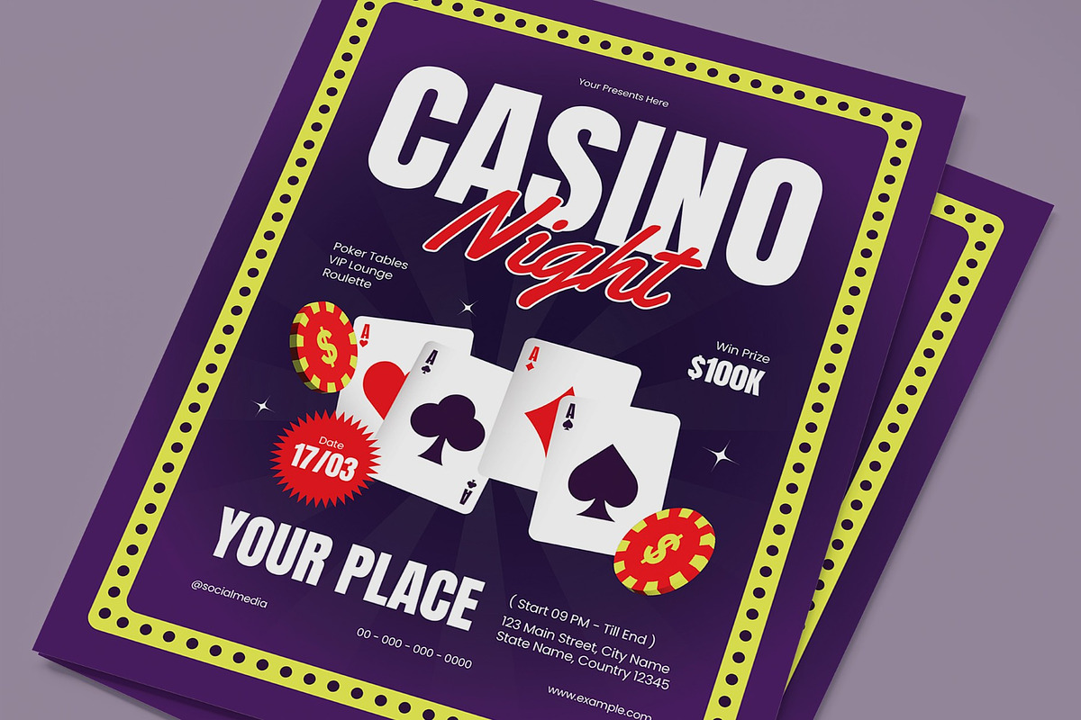 Casino Night Flyer, a Flyer Template by graphicook (Photo 2 of 3)
