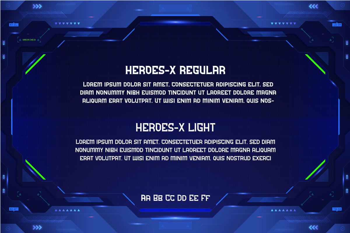 Heroes-X Futuristic Display Font, a Font by Mightyfire (Photo 2 of 3)