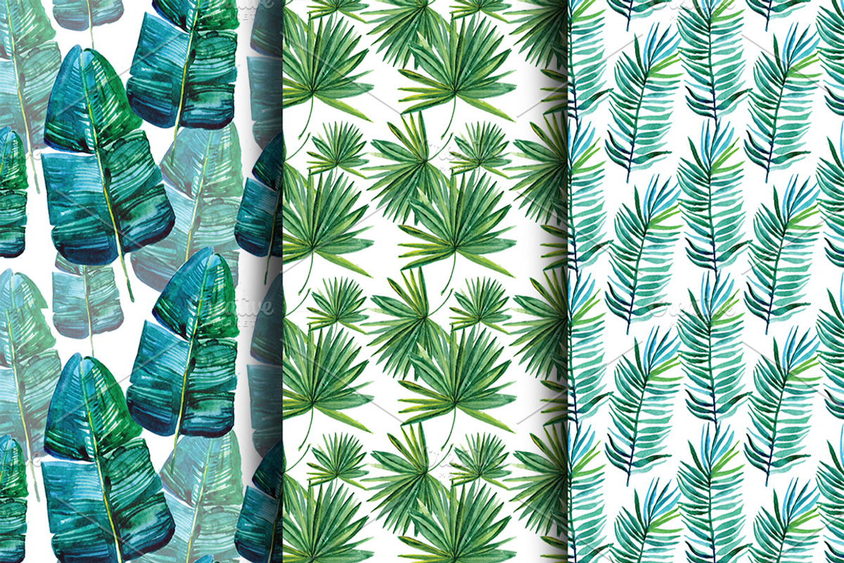 Watercolor tropical leaves, an Illustration by Olesya Morokhovets (Photo 6 of 8)