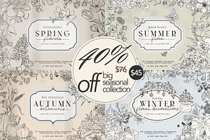 Line Art Seasonal Floral Bundle, a Decorative Illustration by La Petite Line Art
