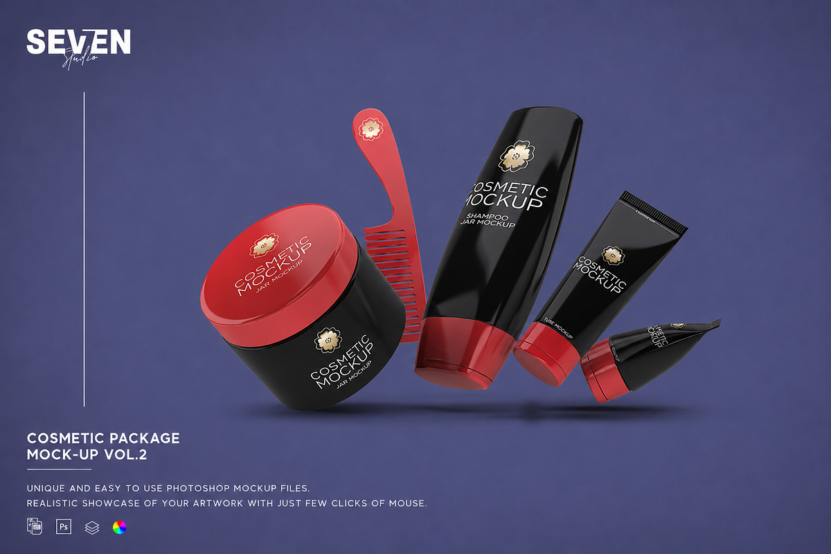 Cosmetic Set Mock-Up, an Advertising Mockup by Se٧enStudio (Photo 1 of 6)