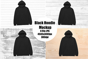Black Hoodie Mockup, Gildan Flat Lay