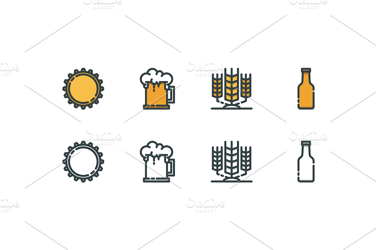 Line beer icons, an Outline Icon by I-RO