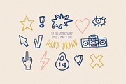 13 Hand Drawn Illustrations, an Outline Icon by CuteDreamyDesign (Thumbnail 1 of 8)