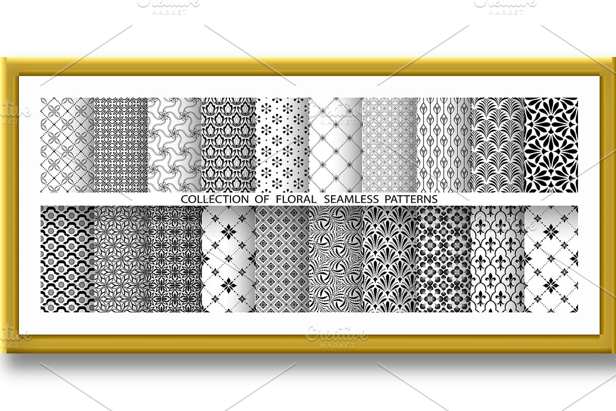 Geometric floral set patterns, a Pattern Graphic by RODINA (Photo 2 of 3)