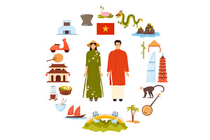 Vietnam culture elements and, an Education Illustration by Flashvector