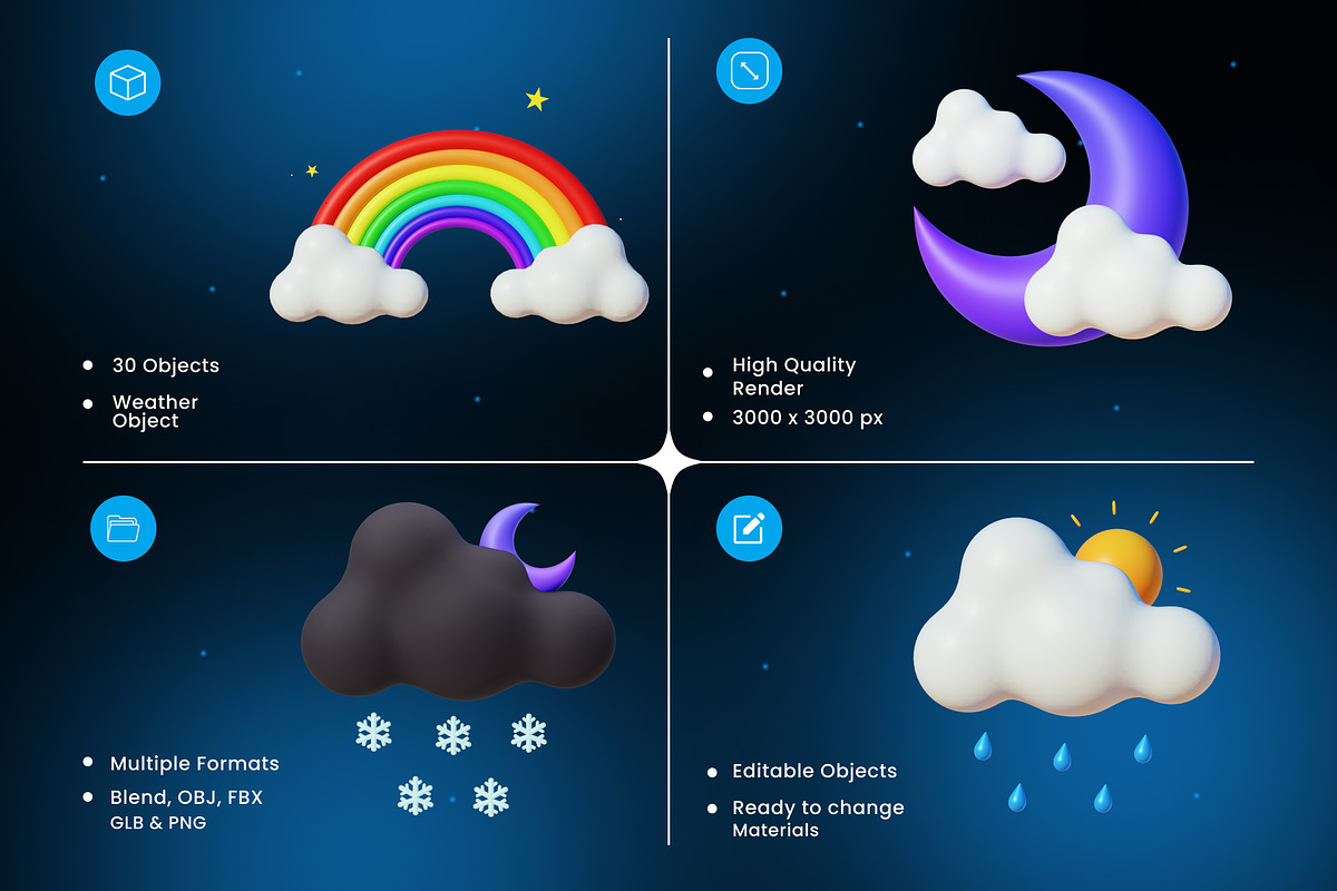Weather 3D Icons, an Object 3D Model by Azam Creative (Photo 2 of 6)