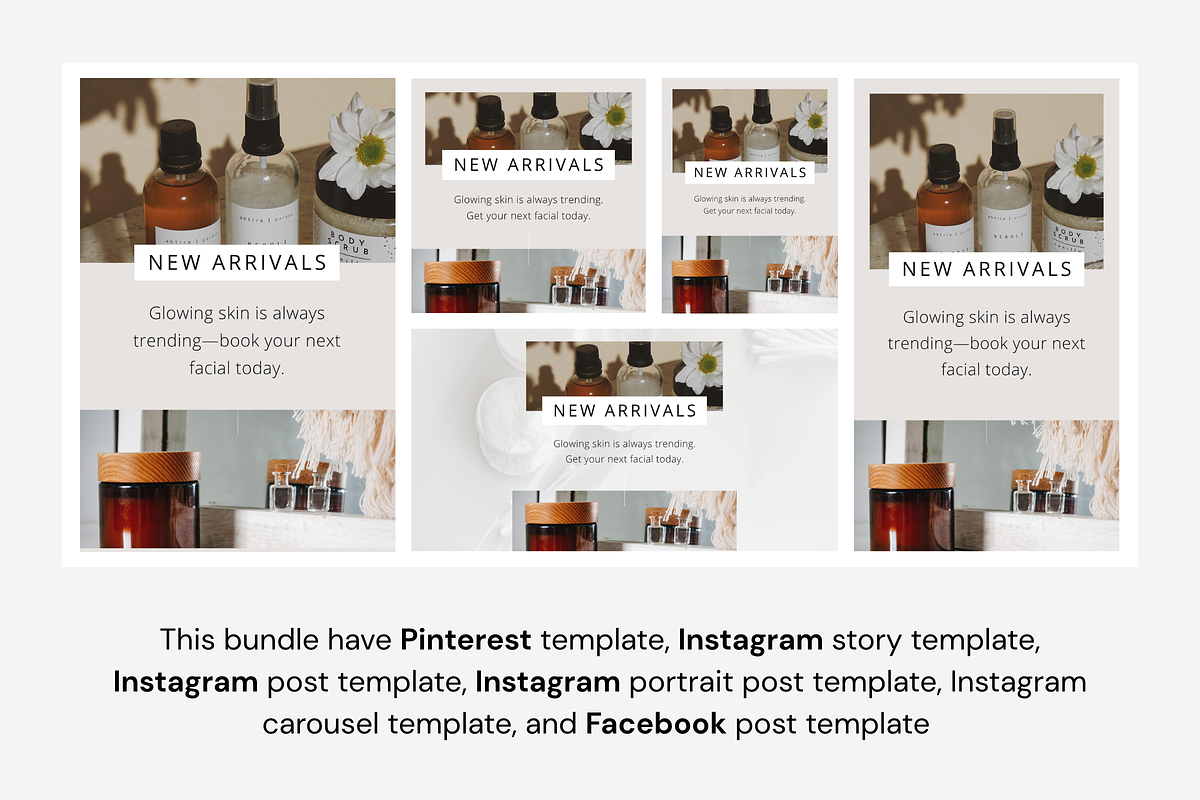 Skincare Canva Social Media Bundle, a Marketing Template by Snapybiz (Photo 5 of 10)