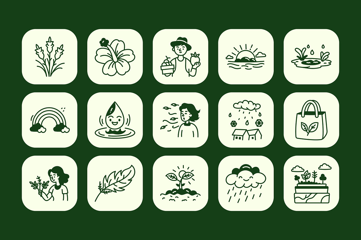 Animated Nature Doodle Icon Set, an Outline Icon by Vectors Market (Photo 3 of 5)
