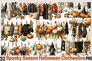 Spooky Season Halloween Clothesline, a Seasonal Illustration by SVGArt (Thumbnail 1 of 5)