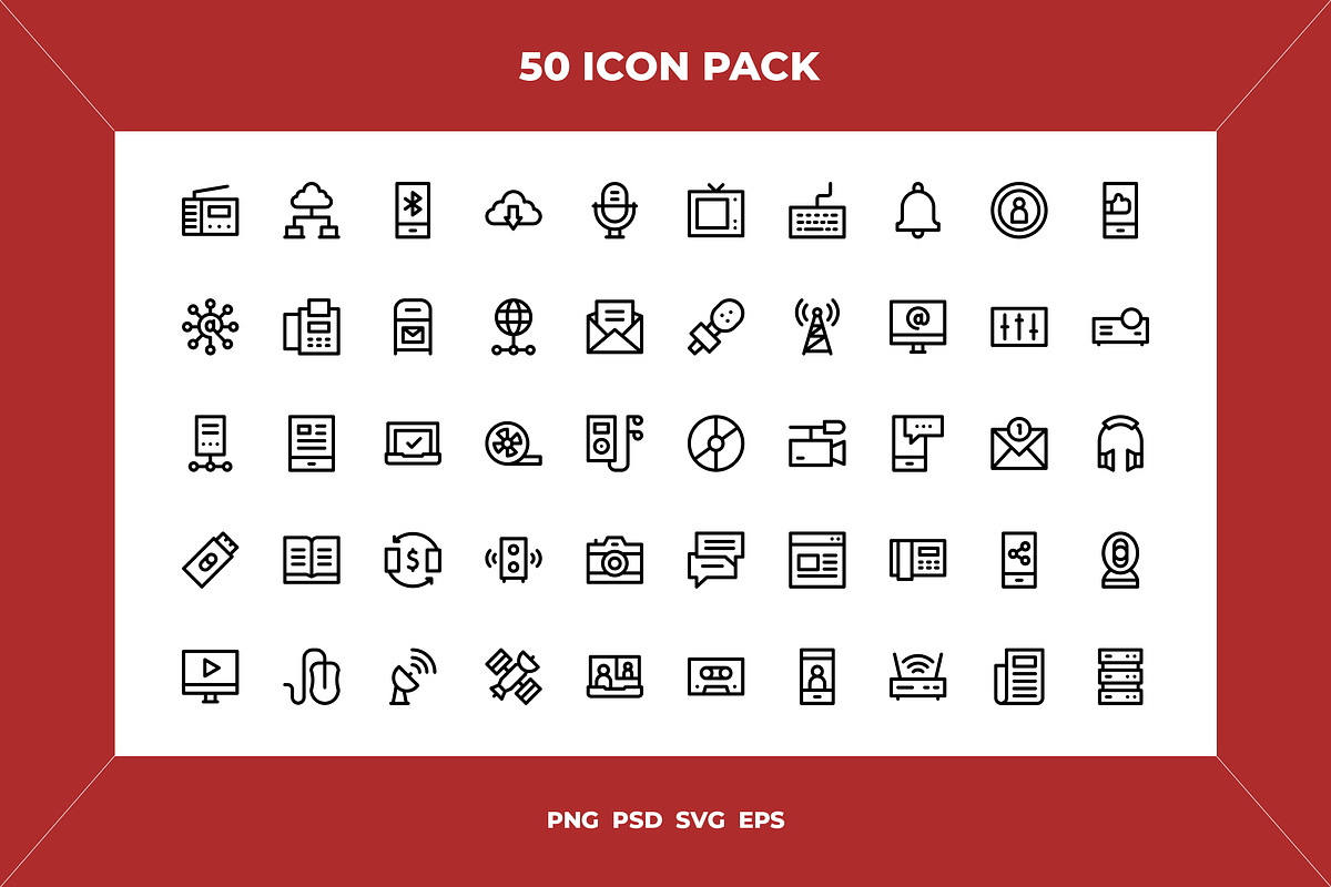 Communication and media icons, an Outline Icon by Wencory (Photo 1 of 2)