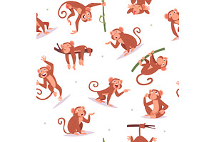 Monkey pattern. seamless background, an Animal Illustration by Onyx