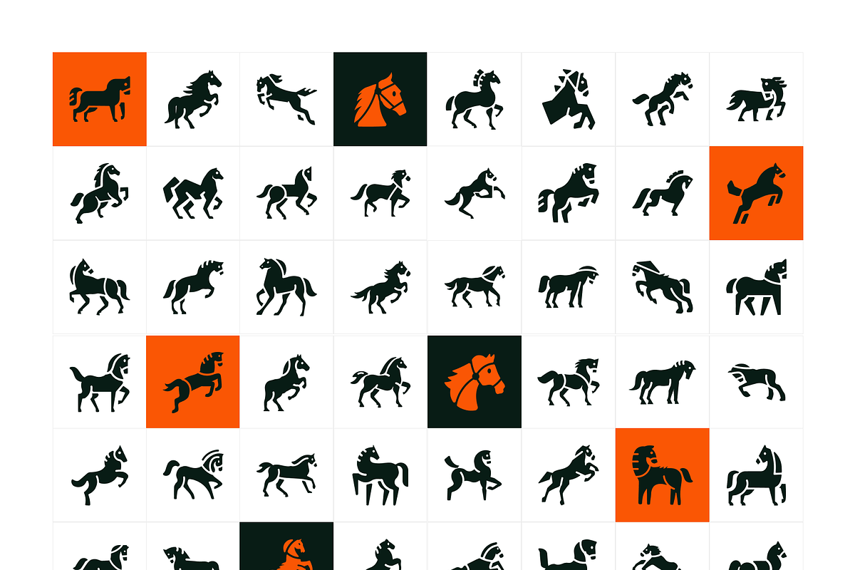 Glyph Horses Icons, a Solid Icon by Prosymbols (Photo 6 of 6)