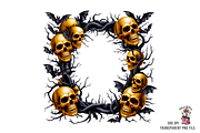Halloween Skull Frame PNG Bundle, an Illustration by Clipart Bloom (Thumbnail 7 of 11)