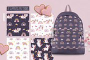Unicorn Clipart & Rainbow Patterns, an Animal Illustration by Ejevyaka (Thumbnail 4 of 7)