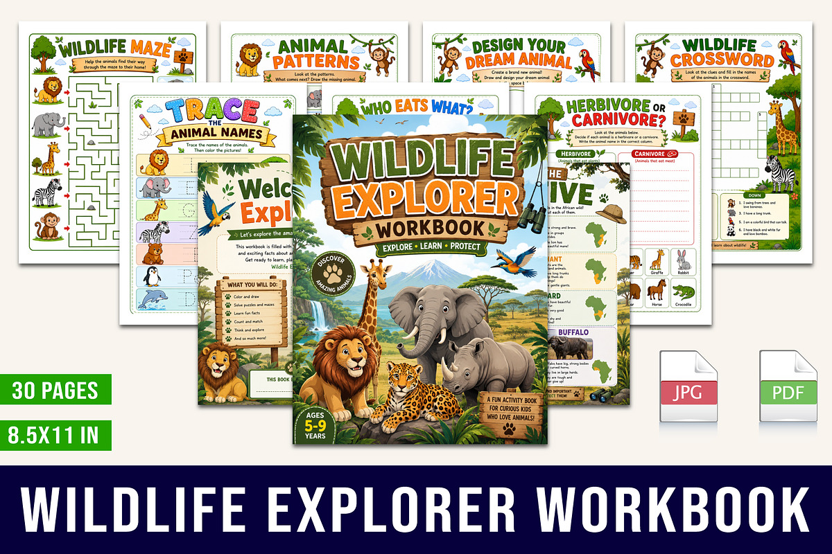 Wildlife Explorer Workbook, a Stationery Template by Designmela01 (Photo 1 of 5)