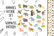 Animals vector set + pattern, a Pattern Graphic by KVIO (Thumbnail 1 of 6)