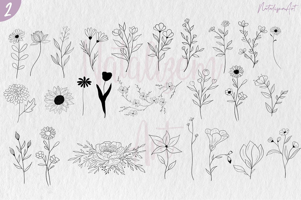 100 Flowers Procreate Stamps, a Brush Add-On by NataliArt (Photo 3 of 5)