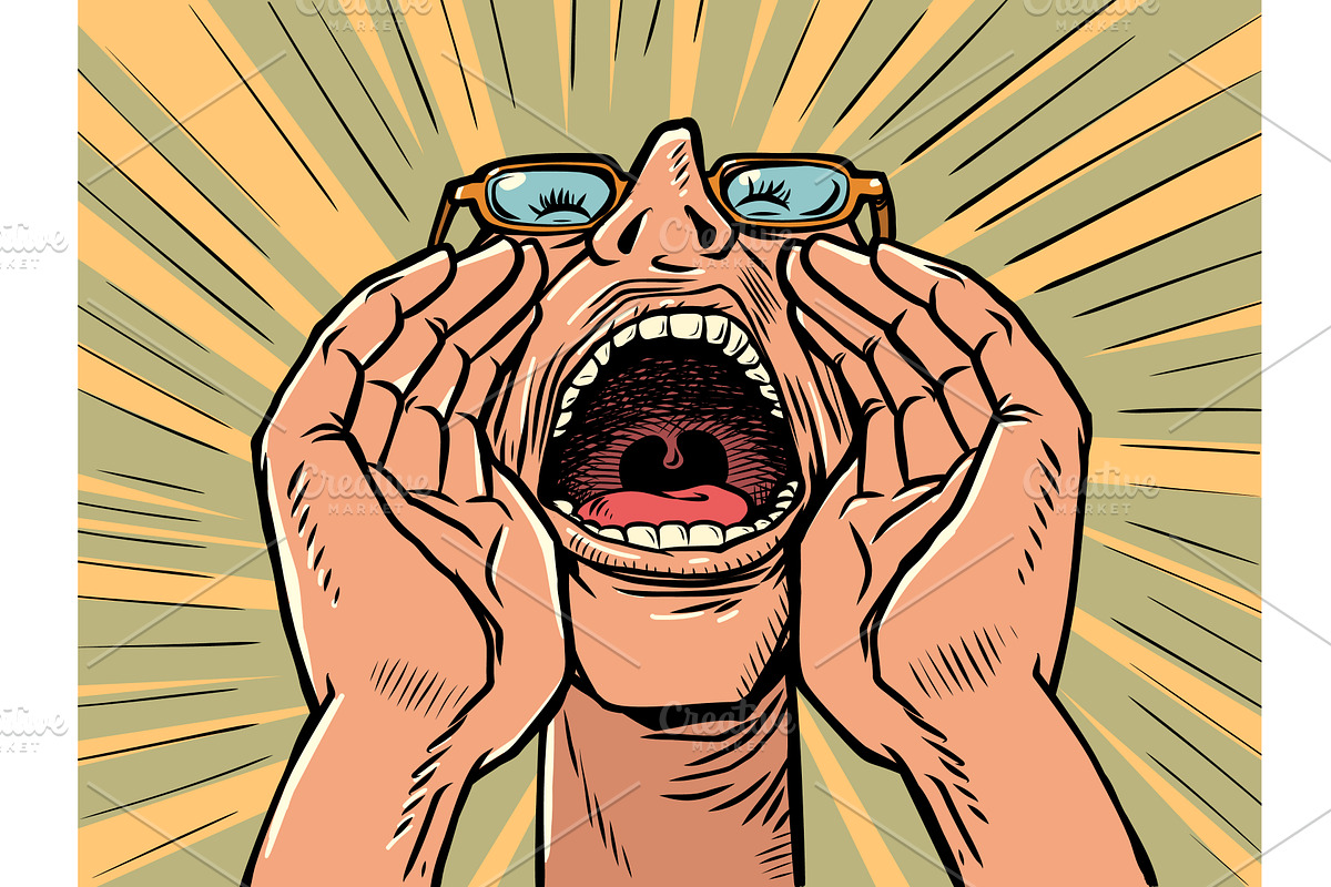 A man screams through his mouth, a Person Illustration by rogistok