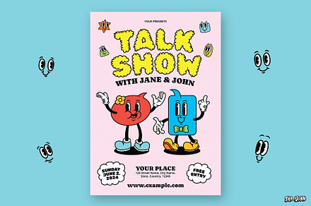 Retro Cartoon Talk Show Flyer
