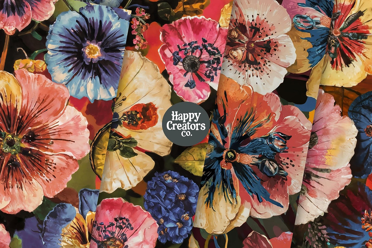 Pressed Flowers Digital Papers #1, a Pattern Graphic by Happy Creators Co. (Photo 3 of 7)