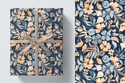 Navy Watercolor Floral Pattern, a Pattern Graphic by SirenaArt (Thumbnail 8 of 12)