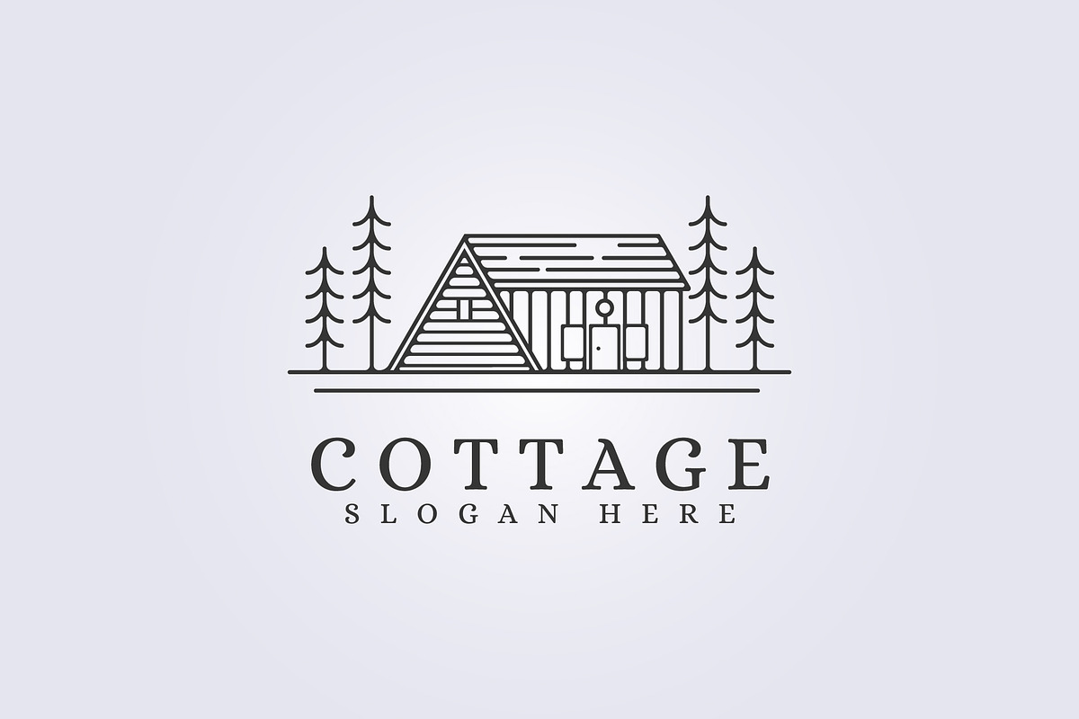 logo of cabin cottage line art icon, a Branding & Logo Template by Lodzrov