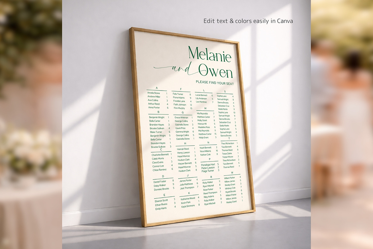 Elegant Alpha Seating Canva bd005, a Poster Template by TyphoonStudio (Photo 7 of 10)