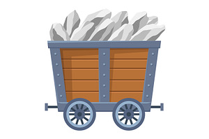 Metal mine cart loaded with, an Object Illustration by Things for designers