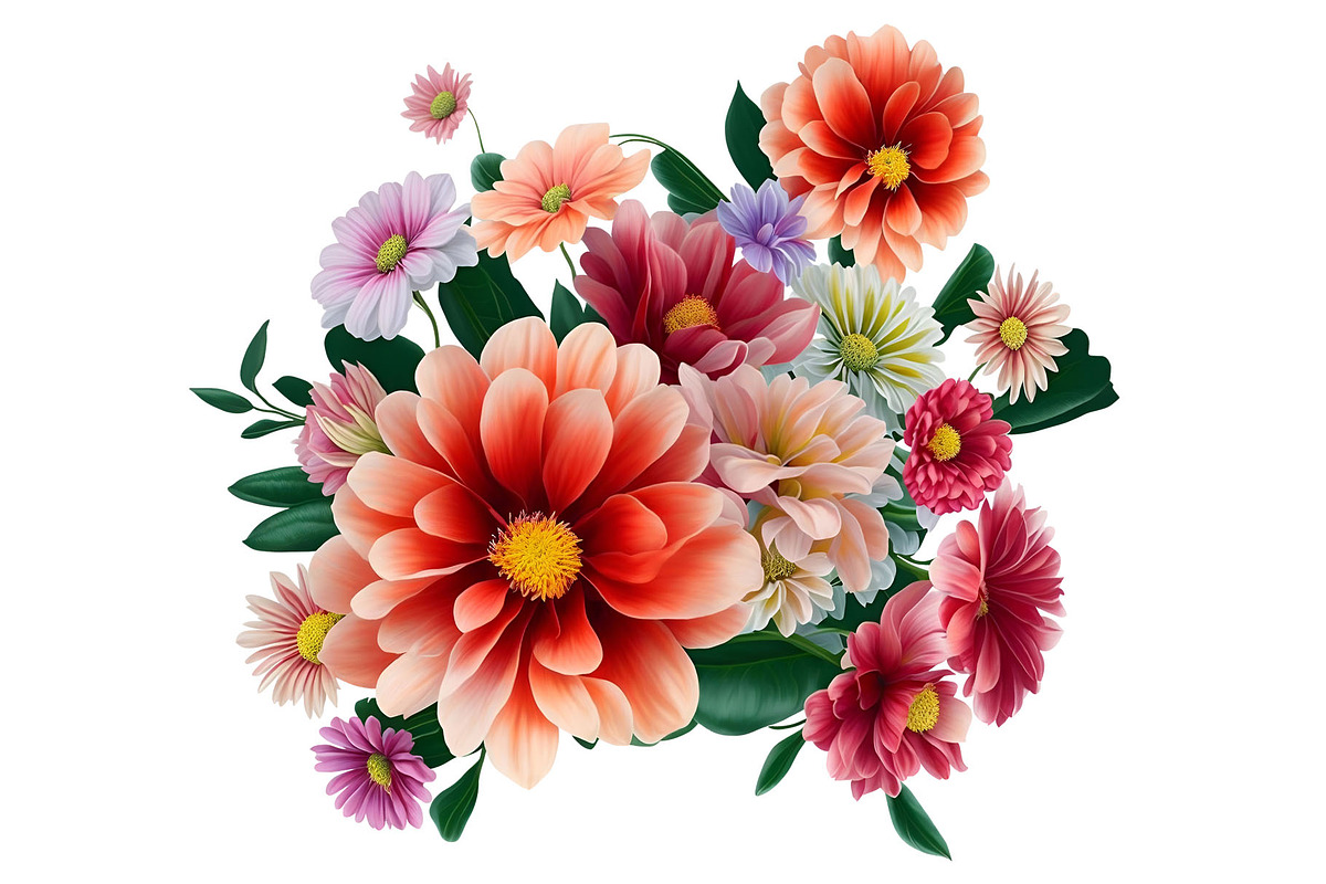 A Bouquet Of Colorful Flowers, a Decorative Illustration by VK Studio