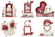 Valentine Ghost Clipart, an Illustration by DreamArtGraphic (Thumbnail 4 of 5)