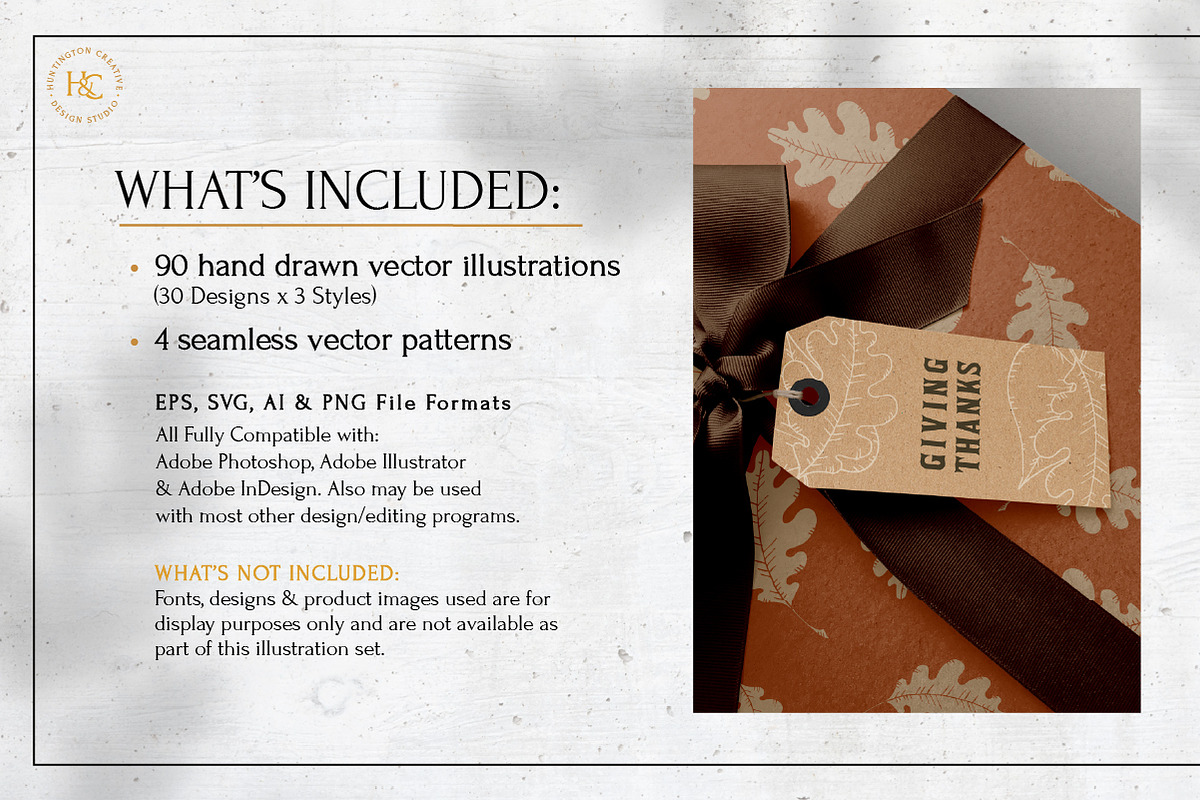 Hand Drawn Thanksgiving Images, a Seasonal Illustration by H&C Drawings & Designs (Photo 3 of 15)